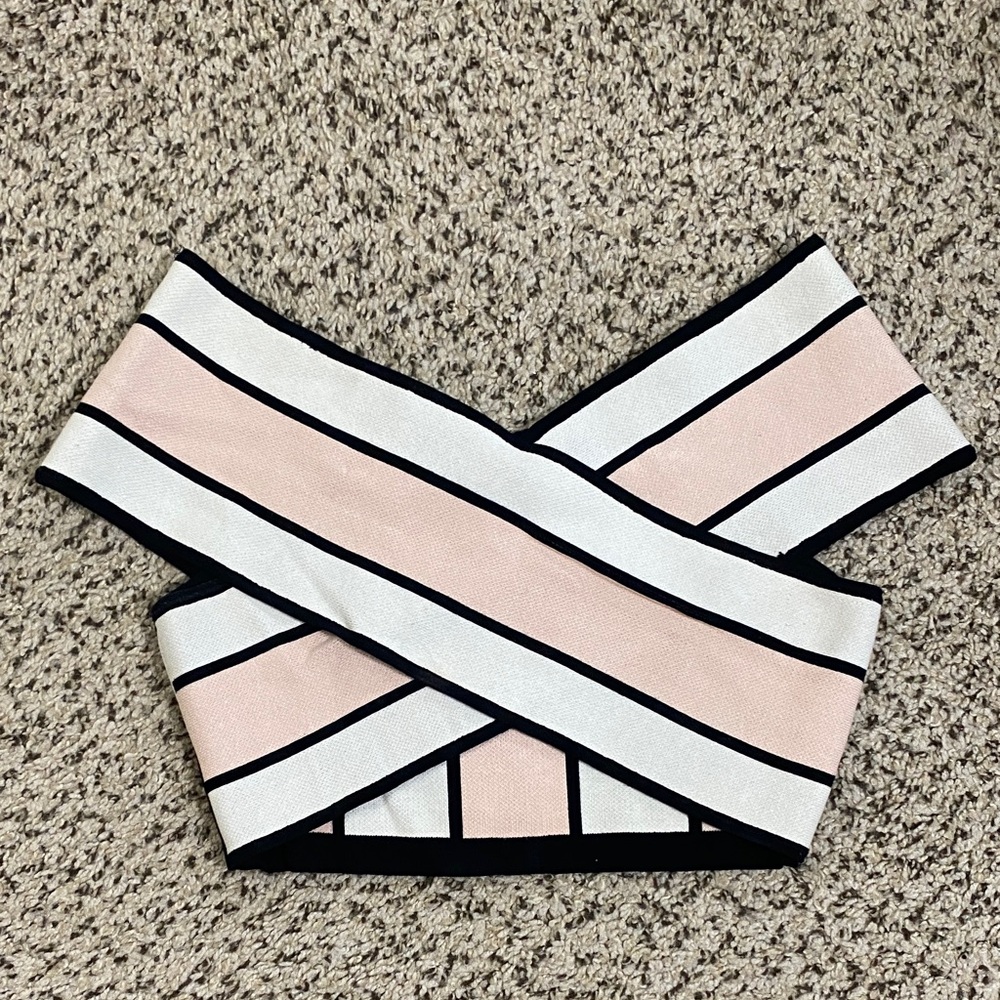 Like new Gianni Bini striped bandage off the shoulder crop top - 2000’s vibes